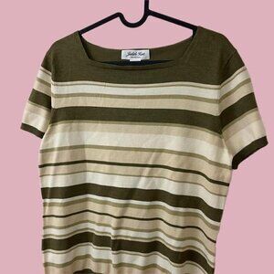 90s green striped silk blend knit shirt
